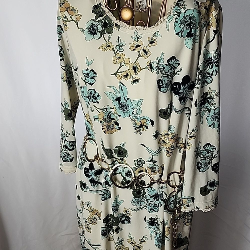 Vintage Randolph Duke Size S Ling Sleeved Gathered Neckline Trim Floral